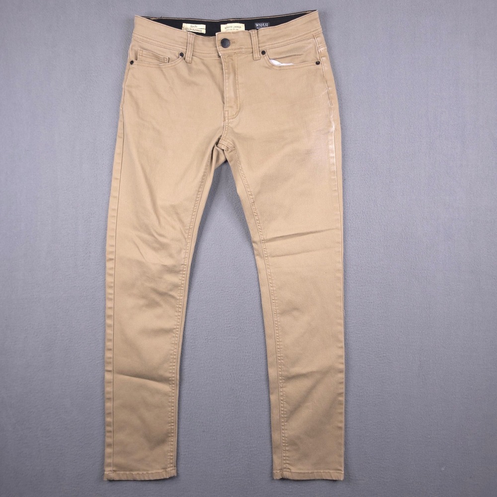 Scott James Jeans Slim Fit Tan Khaki 32x32 Cotton Blend Stretch Casual Modern